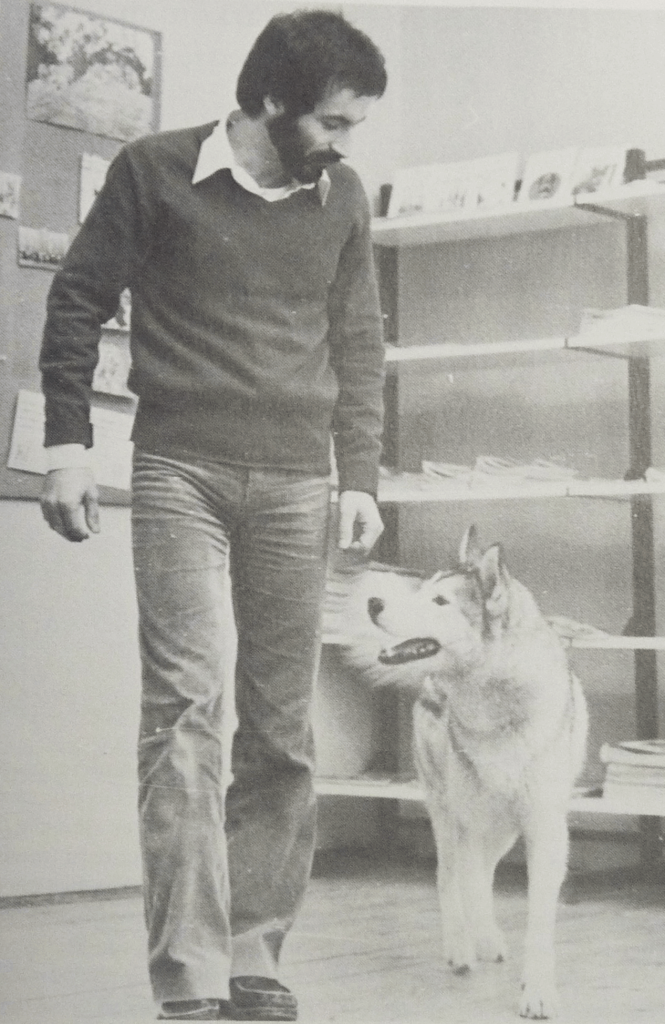 Roger Abrantes in 1984 with a Siberian Husky.